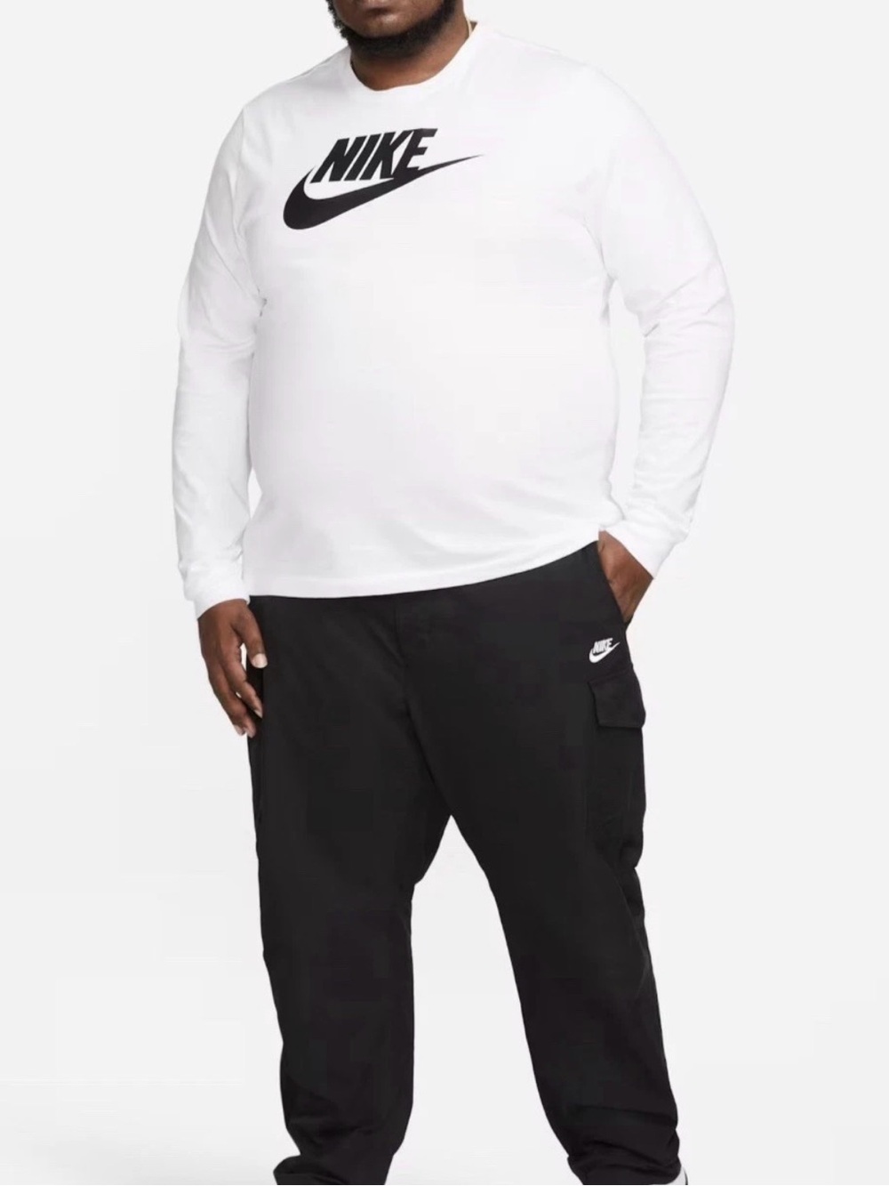 NWT Nike Dri-FIT Swoosh Icon Futura 2XL Men's White Long Sleeve Shirt XXL